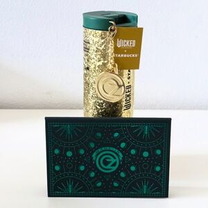 Starbucks Wicked OZ Tumbler and Gold Keychain Gift card (loaded) Set